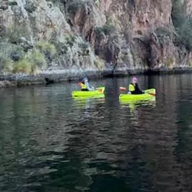 Winter kayaking tour on Saguaro lake with Riverbound Sports.