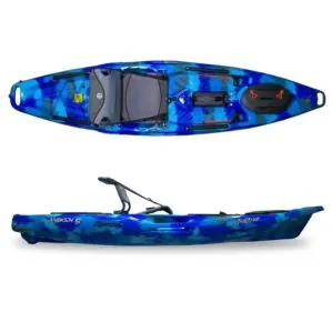 New Feelfree Moken 10 Lite V2 kayak in ocean blue camo color. Available at Riverbound Sports in Tempe, Arizona.