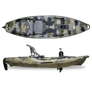 New Feelfree Moken 10 Pedal Drive fishing kayak in desert camo color. Available at Riverbound Sports in Tempe, Arizona.