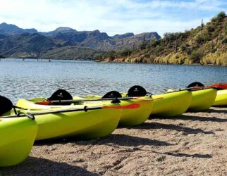 Saguaro Lake kayak and paddleboard rentals by Riverbound Sports.