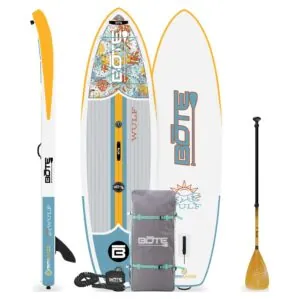 Variety of Bote Wulf 10'4" Native Coral Package stand-up paddleboard. Riverbound Sports Paddle Company
