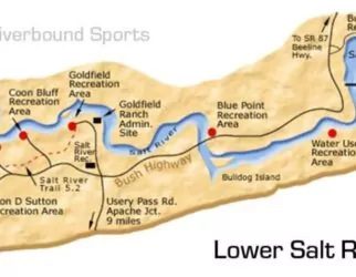 Lower Salt River Map. Launch and takeout locations.