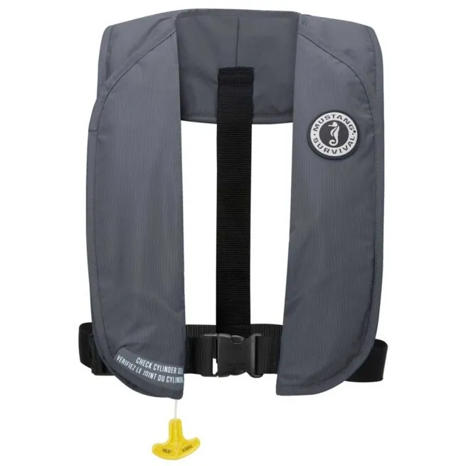 Mustang Survival MIT 70 Manual Inflatable PFD in Admiral Grey. Available at Riverbound Sports in Tempe, Arizona.