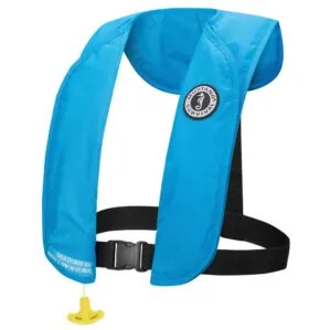 Mustang Survival MIT 70 Manual Inflatable PFD in Azure Blue. Available at Riverbound Sports in Tempe, Arizona.