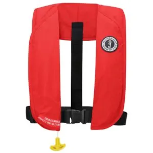 Mustang Survival MIT 70 Manual Inflatable PFD in Red. Available at Riverbound Sports in Tempe, Arizona.