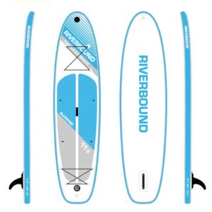 Riverbound Sports 11'6" recreation inflatable paddleboard in blue and grey. Available at Riverbound Sports in Tempe, Arizona.