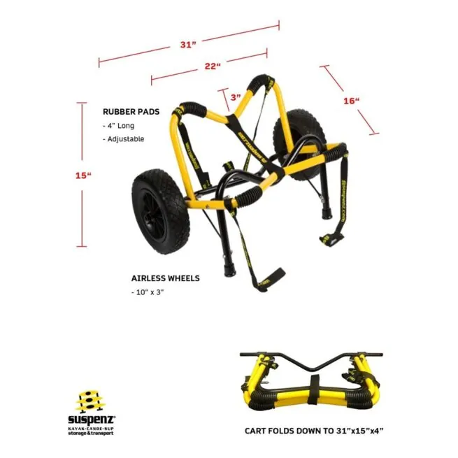 Suspenz Mid-V Airless Cart sizing. Available at Riverbound Sports in Tempe, Arizona.