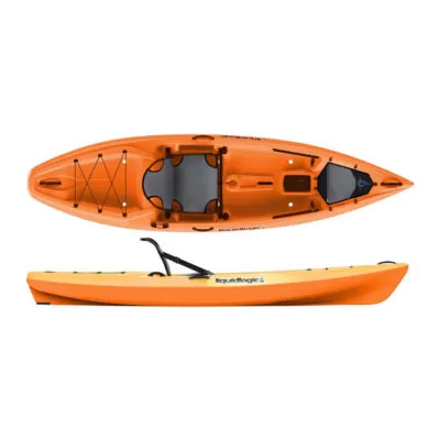 Liquidlogic Kiawak 10.5 SOT kayak in orange color. Available at Riverbound Sports in Tempe, Arizona.