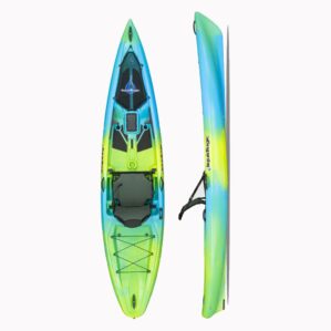 Liquidlogic Kiawah 12 kayak from top and side view in sublime color at Riverbound Sports.