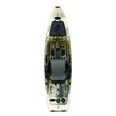 Native Watercraft Titan X Propel fishing kayak in hidden oak color top view. Available at Riverbound Sports Paddle Company in Tempe, Arizona.