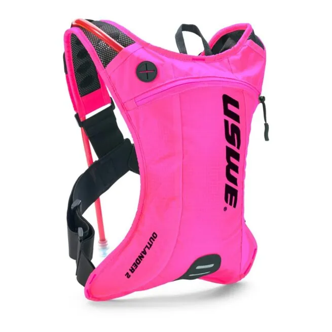 USWE Outlander 2L Hydration Pack in race pink. Available at Riverbound Sports in Tempe, Arizona.