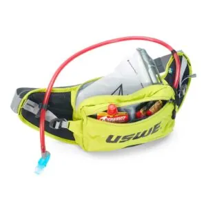 USWE Waist 2L Hydration Pack in crazy yellow. Available at Riverbound Sports in Tempe, Arizona.