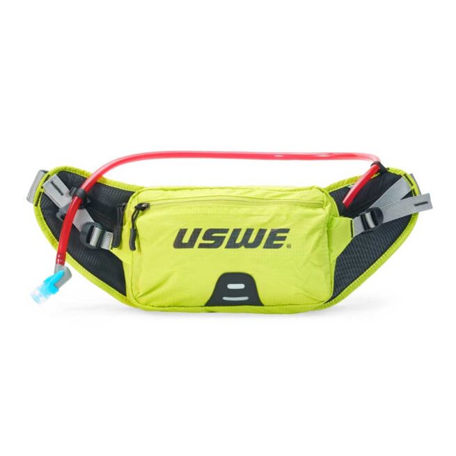 USWE Waist 2L Hydration Pack in crazy yellow. Available at Riverbound Sports in Tempe, Arizona.