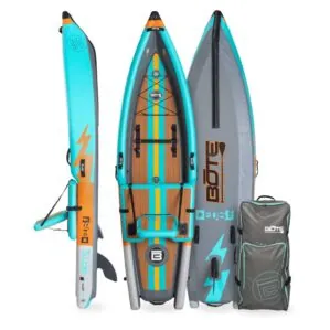 Bote Boards Dues inflatable kayak in Native Aqua color. Available at Riverbound Sports in Tempe, Arizona.