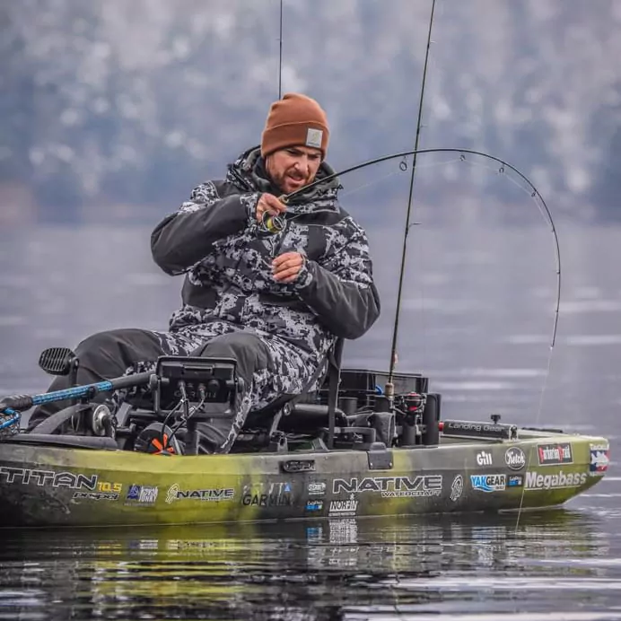 Fishing from the Native Watercraft Titan Propel 10.5 kayak. Available at Riverbound Sports Paddle Company in Tempe, Arizona.