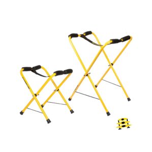 Suspenz Universal small and large kayak and canoe stands in yellow. Available at Riverbound Sports Paddle Company in Tempe, Arizona.