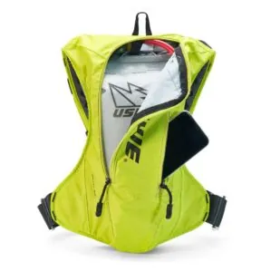 USWE Outlander 4 L Hydration Pack in crazy yellow. Available at Riverbound Paddle Company in Tempe, Arizona.