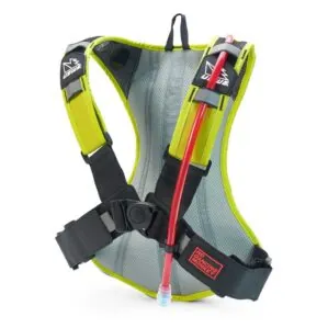 USWE Outlander 4 L Hydration Pack straps in crazy yellow. Available at Riverbound Paddle Company in Tempe, Arizona.