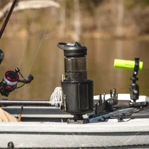 YakAttack Track Cup Holder in black. Available at Riverbound Sports Paddle Company in Tempe, Arizona.