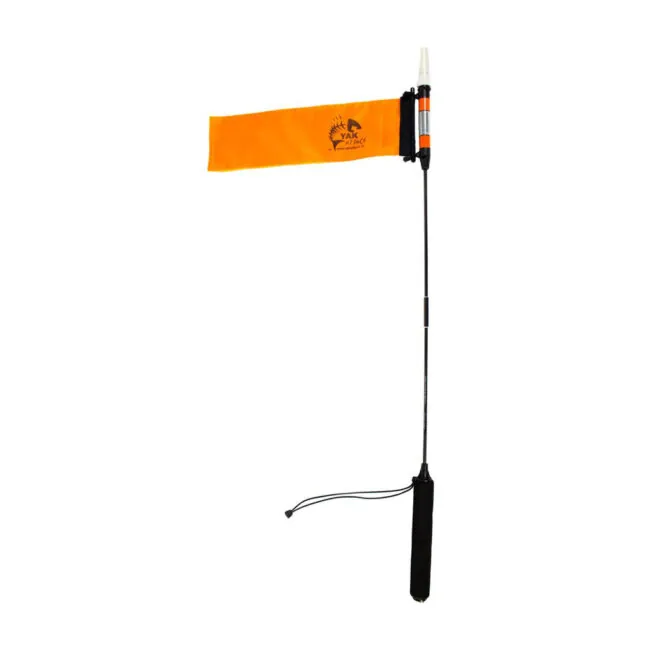 Orange avalanche probe with visible brand logo.
