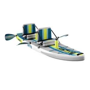 Bote Boards Lowrider Inflatable SUP-kayak with SUP/Yak paddles. Riverbound Sports Paddle Company