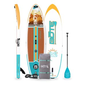 Bote Wulf 11'4" Native Dune Package stand-up paddleboard. Riverbound Sports Paddle Company