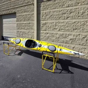 Yellow with white stripe Stellar S16LV Touring Kayak. Available at Riverbound Sports in Tempe, Arizona.