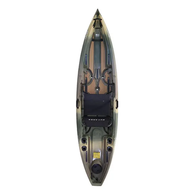 NuCanoe Flint fishing kayak in army camo color at Riverbound Sports.