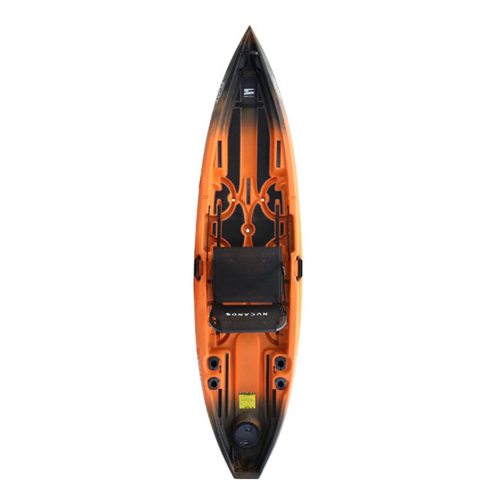 NuCanoe Flint fishing kayak in hazard color at Riverbound Sports.