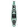 Green color Bonafide EX123 fishing and expedition kayak with equipped storage compartments. Available at Riverbound Sports in Tempe, Arizona.