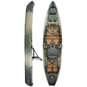 The Crescent Kayak Shoalie in camo color at Riverbound Sports.