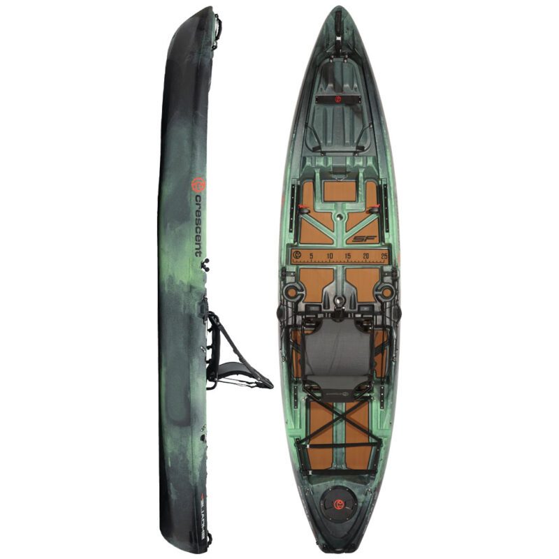 The Crescent Kayak Shoalie in moss color at Riverbound Sports.