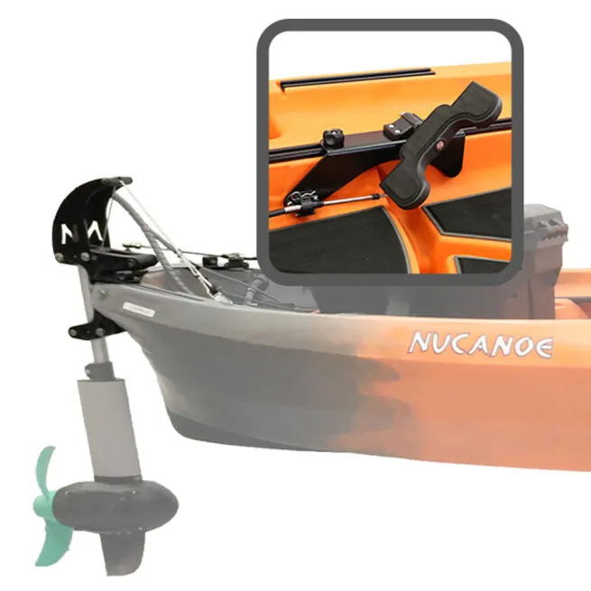 NuCanoe Unlimited Foot Steering split image. Available at Riverbound Sports in Tempe, Arizona.