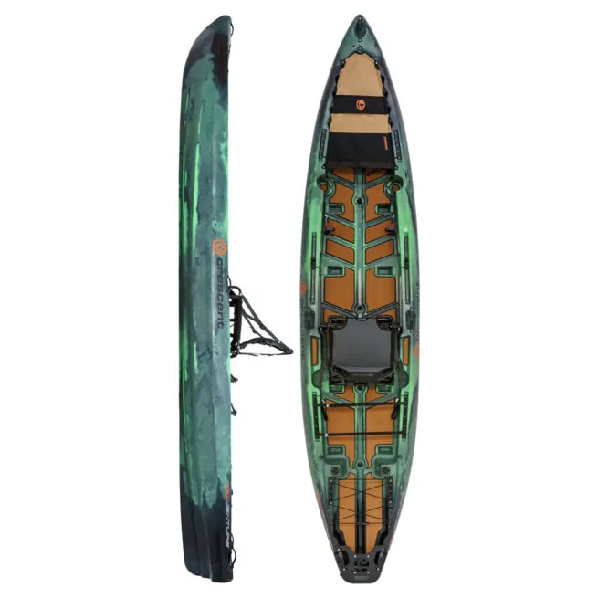 Crescent Kayaks CK2 Venture Single or Tandem Fishing Kayak in Moss at Riverbound Sports.