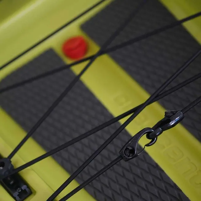 Crescent Kayaks UltrLite Kayaks tankwell storage bungee system. Available at Riverbound Sports.