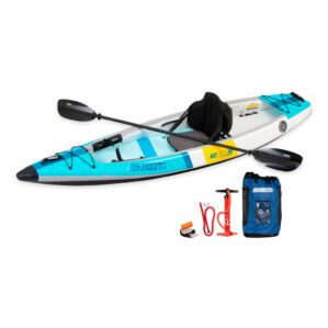 Sea Eagle EZ Lite 10 Inflatable Kayak Pro Carbon Package with paddle, pump, and bag.