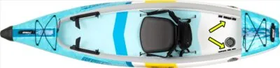 Sea Eagles EZLite10 Inflatable Kayaks new dual rear daisy chain tiedown strips in the back of the kayak. 