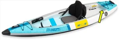 Sea Eagles EZLite10 Inflatable Kayaks new rear spray skirt protected cockpit storage space.