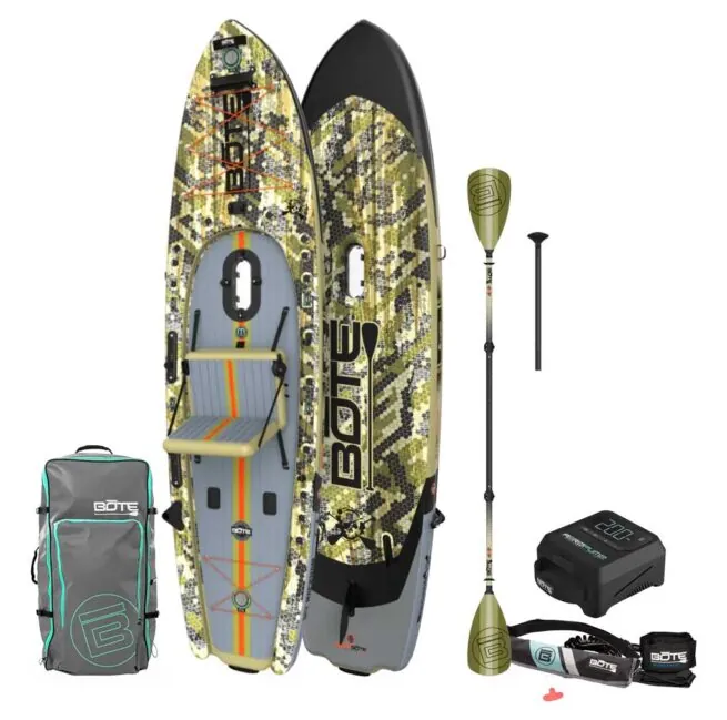 Bote Boards Rackham verge camo SUP with accessory package at Riverbound Sports