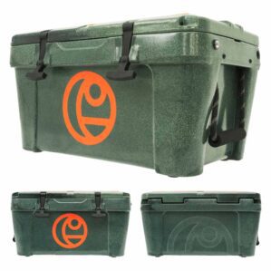 Crescent Kayaks Cooler in moon rock color, showing 3 sides at Riverbound Sports.