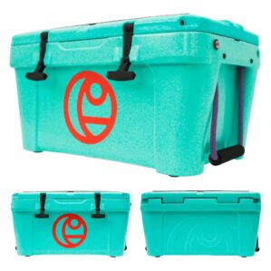 Crescent Kayaks Cooler in seafoam color, showing 3 sides at Riverbound Sports.