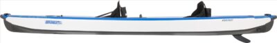 The flat rocker design of the Sea Eagle 473RL inflatable performance Kayak at Riverbound Sports.