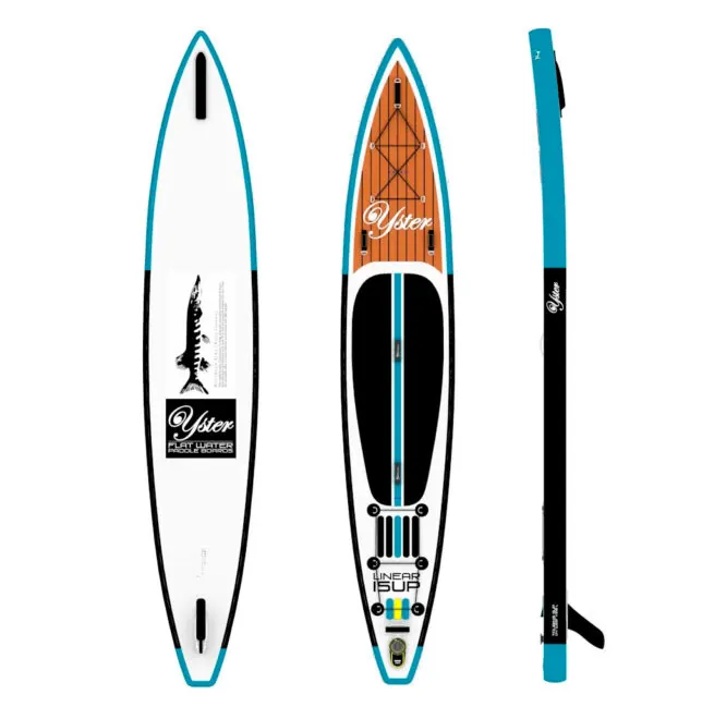 Yester SUP Inflatable Paddleboard front, back, and side view at Riverbound Sports in Tempe, Arizona.