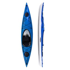 Eddyline Kayaks Sky 120 split side and top in sapphire blue at Riverbound Sports