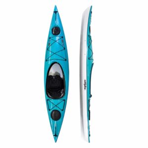 Eddyline Kayaks Sky 120 split side and top in teal at Riverbound Sports