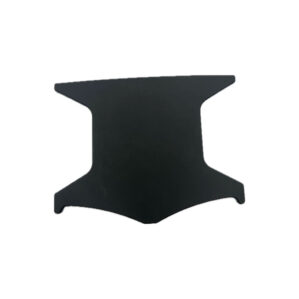 A flat, matte black mounting plate with a custom, wide-winged geometric silhouette designed to fit inside the hull of a Bonafide PWR129 for securing sonar modules and wiring.