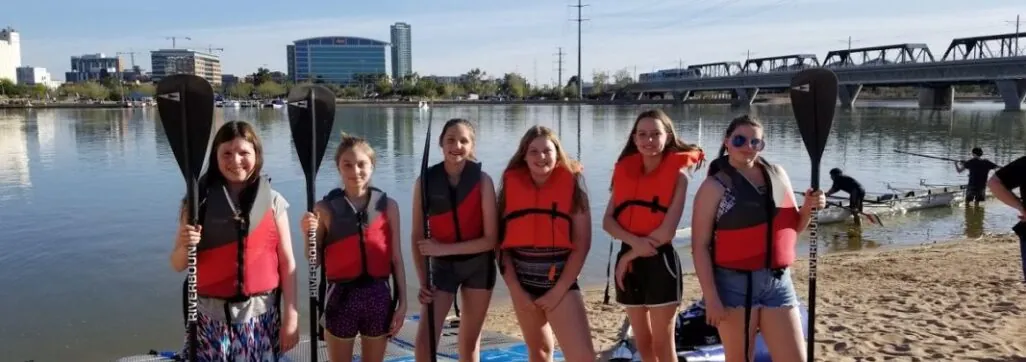 Kids Camp with Arizona Adventure Group and Riverbound Sports at Saguaro Lake in Mesa, Arizona.