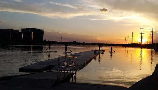 Sunset on Tempe Town Lake Riverbound Sports meetup on Tuesday evenings.