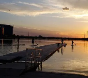 Sunset on Tempe Town Lake Riverbound Sports meetup on Tuesday evenings.