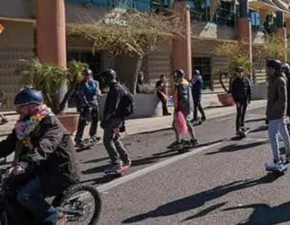 OneWheelAZ crew with Riverbound Sports at the Parada Del Sol Parade in Scottsdale, Arizona.